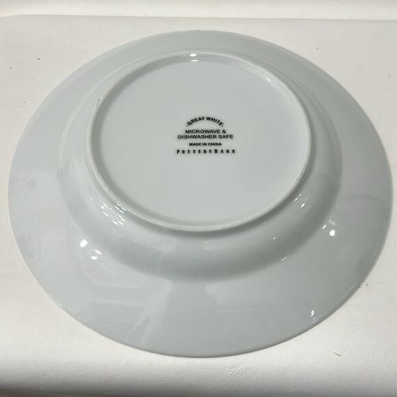 Pottery Barn White Ceramic Dinnerware Plate 10 1/2 Inches Round Deep Bowl Modern - Picture 3 of 11